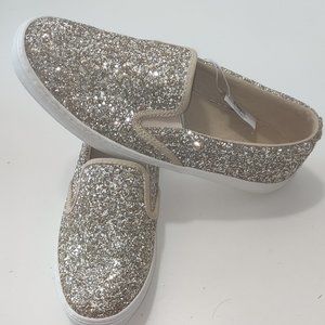 Gold Glitter Slip-On Shoes
